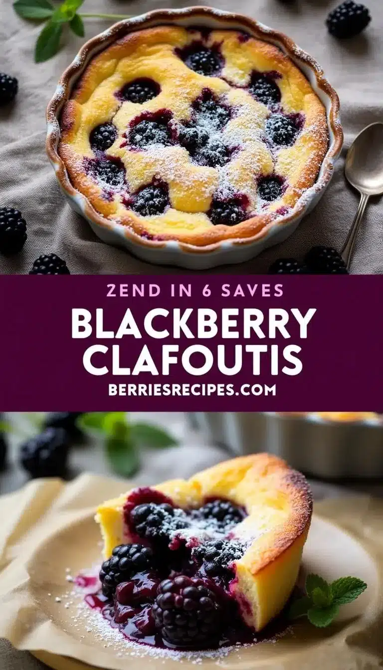 Pinterest pin for Blackberry Clafoutis