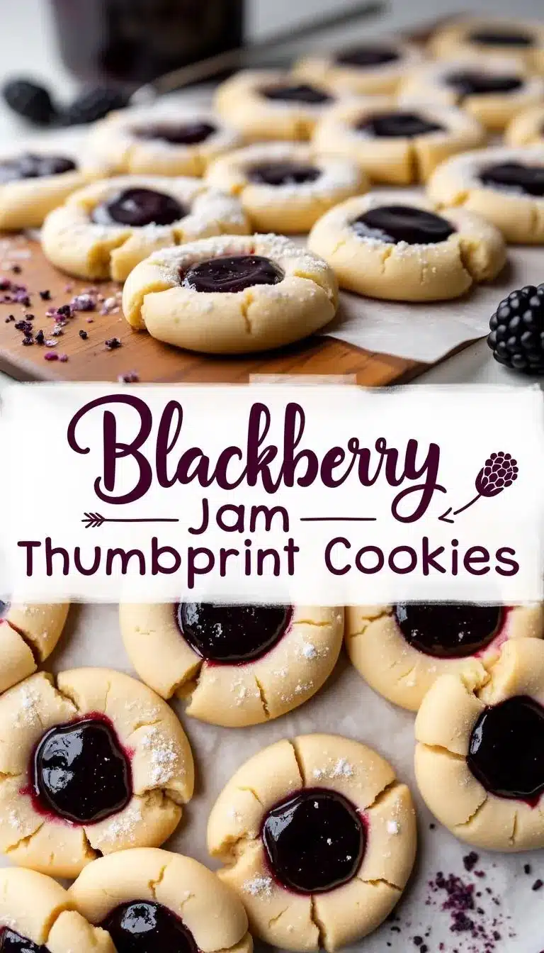 Pinterest pin for Blackberry Jam Thumbprint Cookies