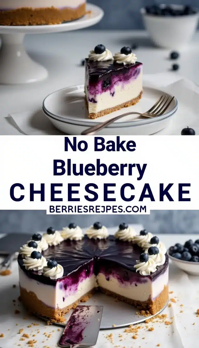 Pinterest pin for No-Bake Blueberry Cheesecake