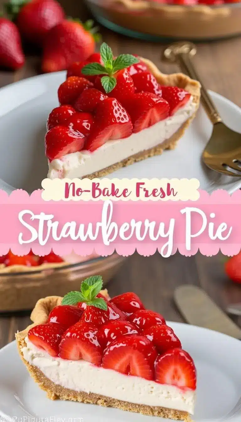 Pinterest pin for No-Bake Strawberry Pie