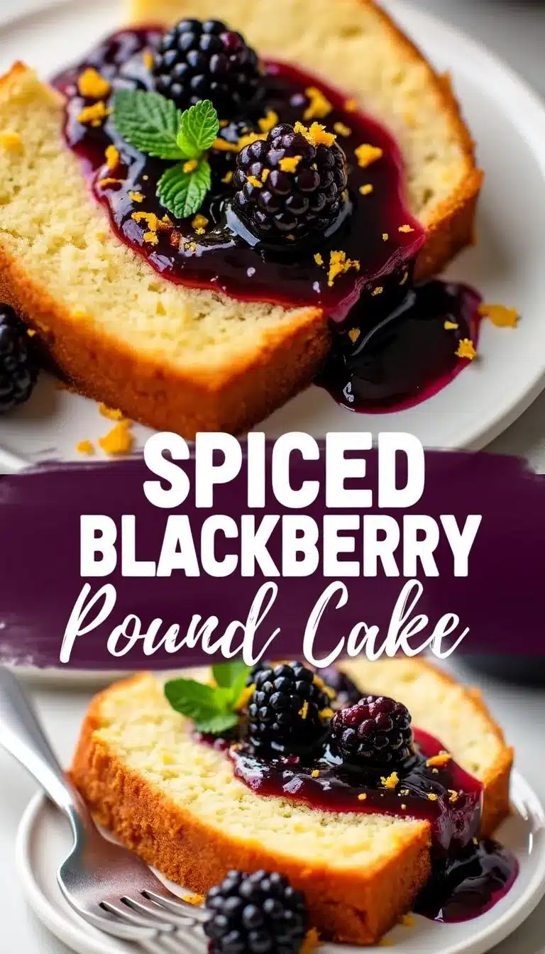 Pinterest pin for Spiced Blackberry Pound Cake