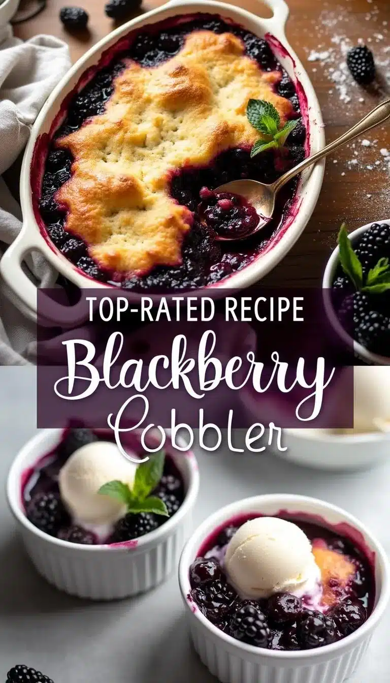 Pinterest pin for blackberry cobbler recipe