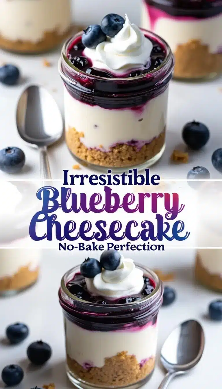 Pinterest pin for blueberry cheesecake