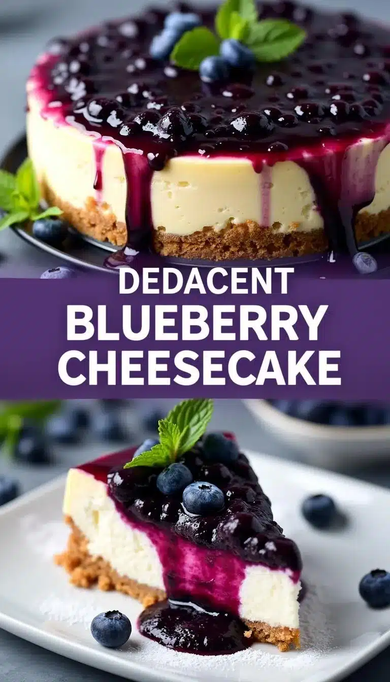 Pinterest pin for blueberry cheesecake