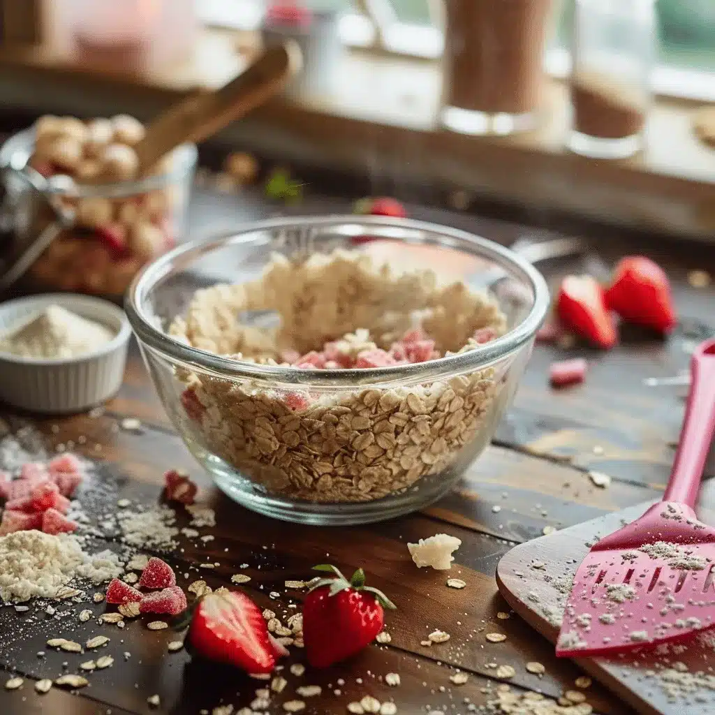 no-bake strawberry cookies preparation