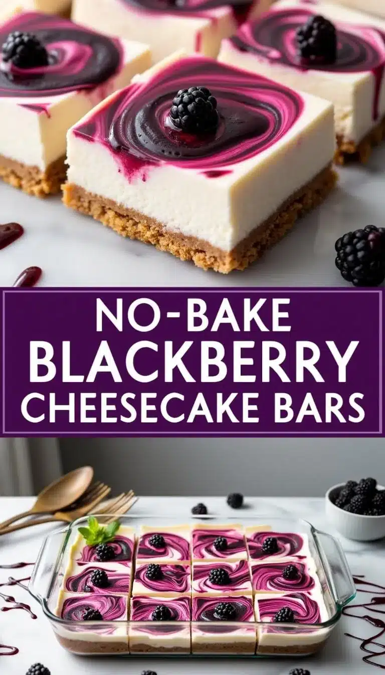 Pinterest pin for no-bake blackberry cheesecake bars