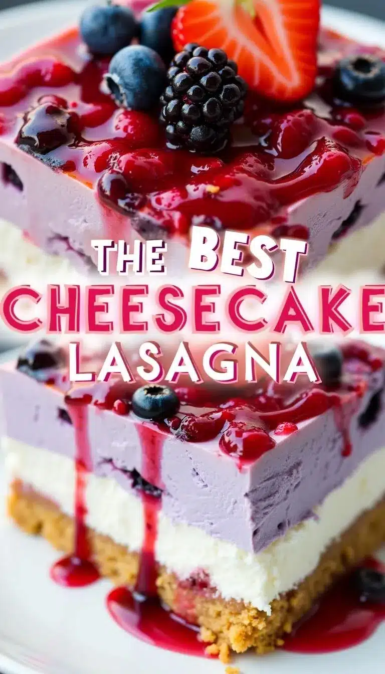 Pinterest pin for Berry Cheesecake Lasagna