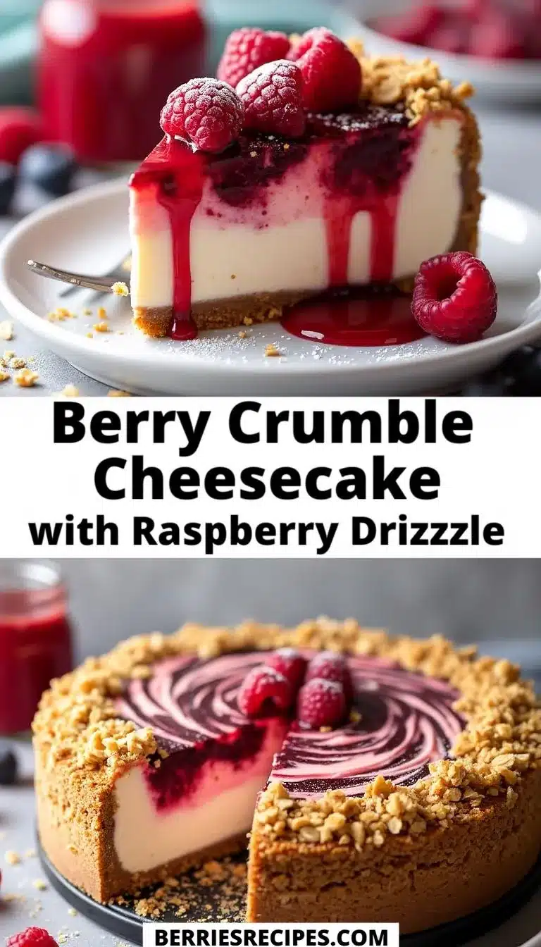 Pinterest pin for Berry Crumble Cheesecake