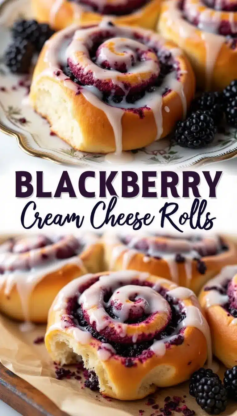 Pinterest pin for Blackberry Cream Cheese Rolls