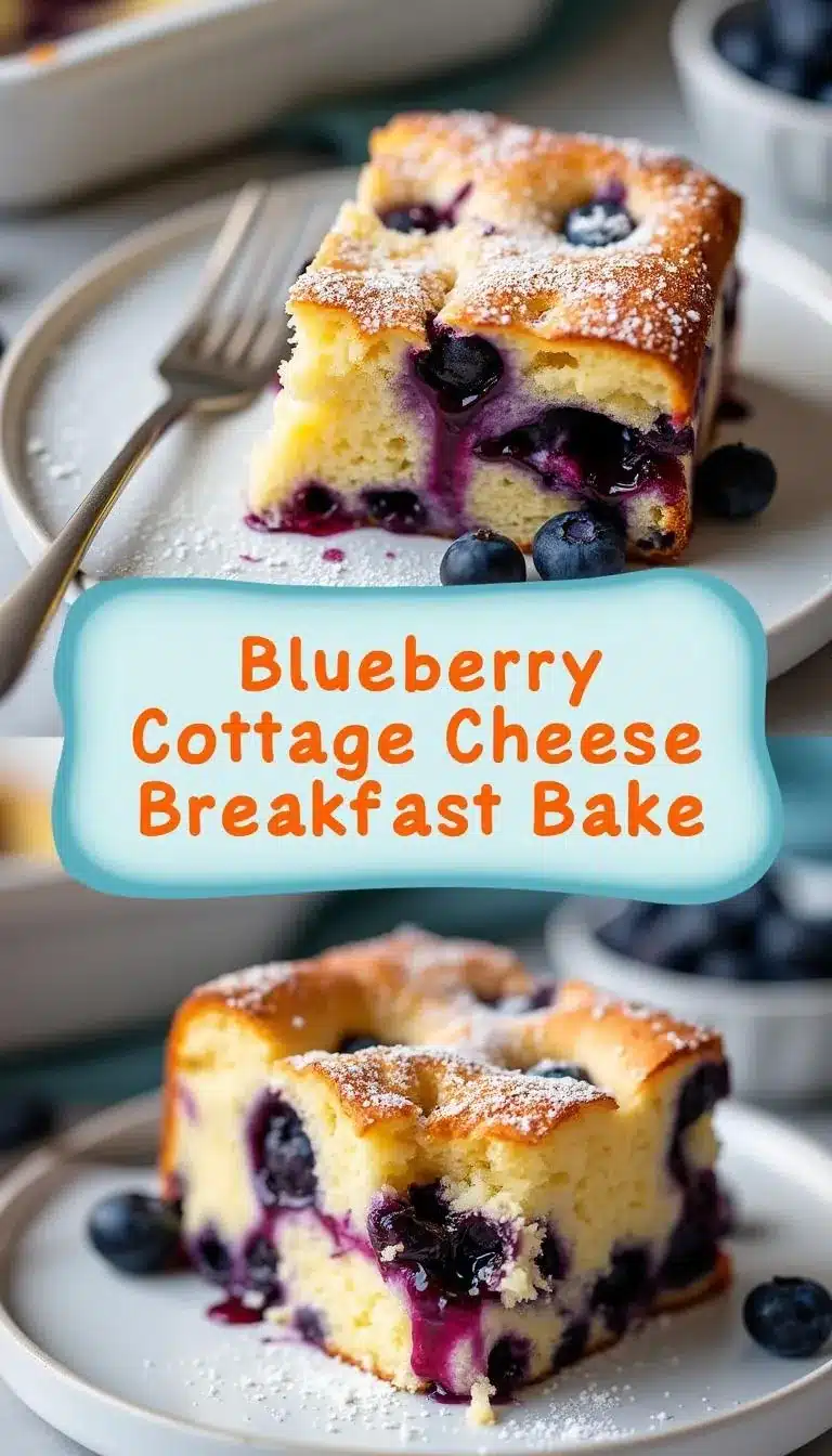 Pinterest pin for Blueberry Cottage Cheese Breakfast Bake