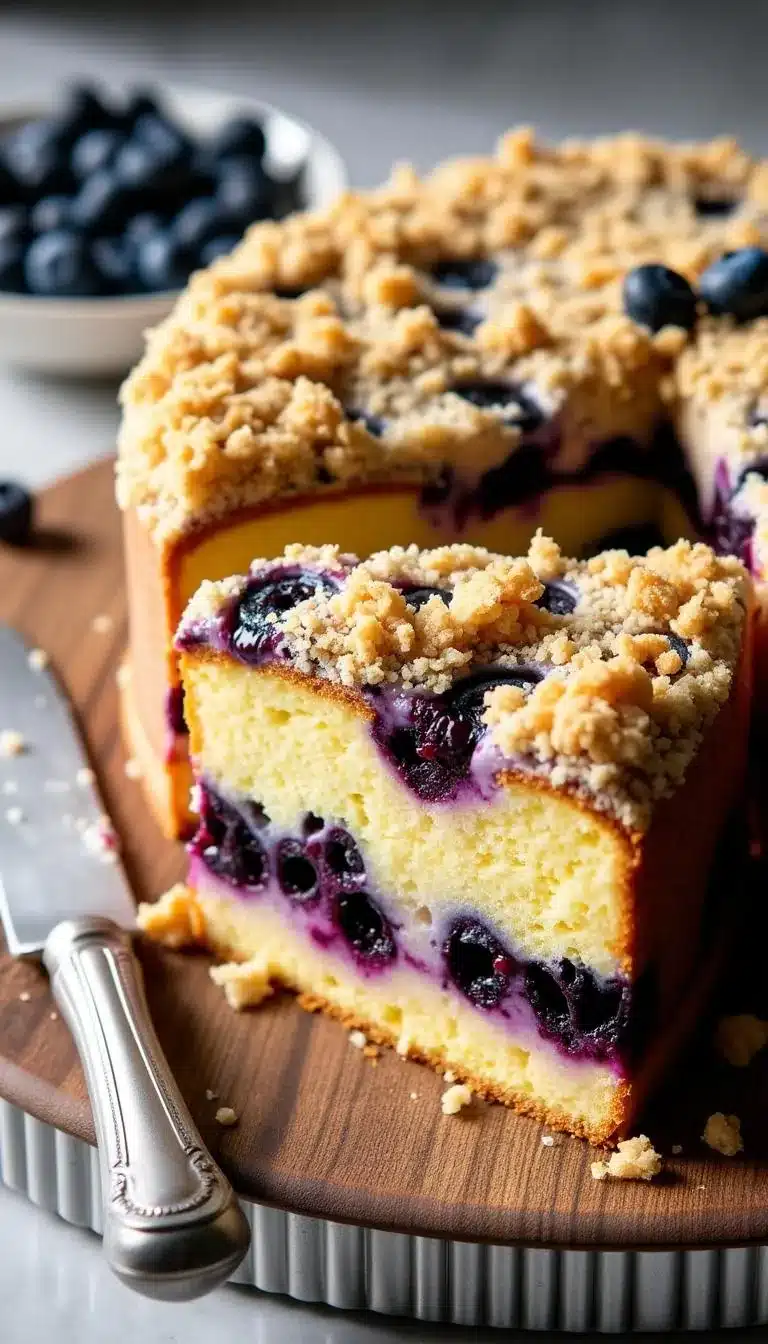 Pinterest pin for Blueberry Cream Cheese Crumb Cake