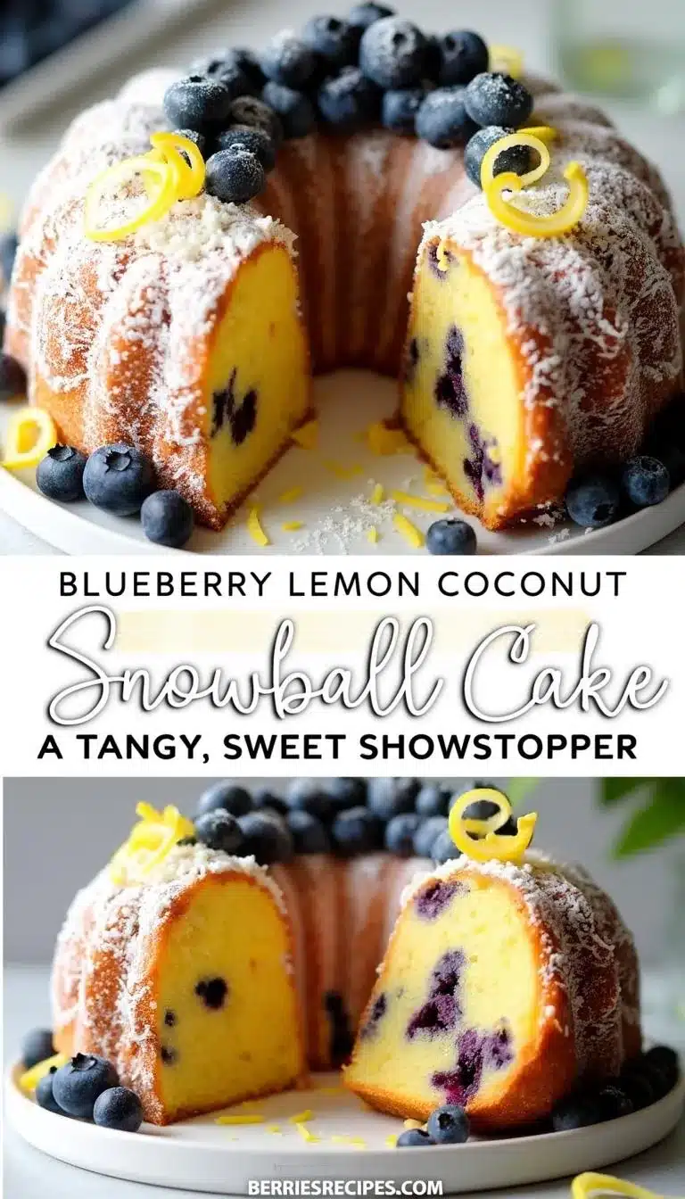 Pinterest pin for Blueberry Lemon Coconut Cake