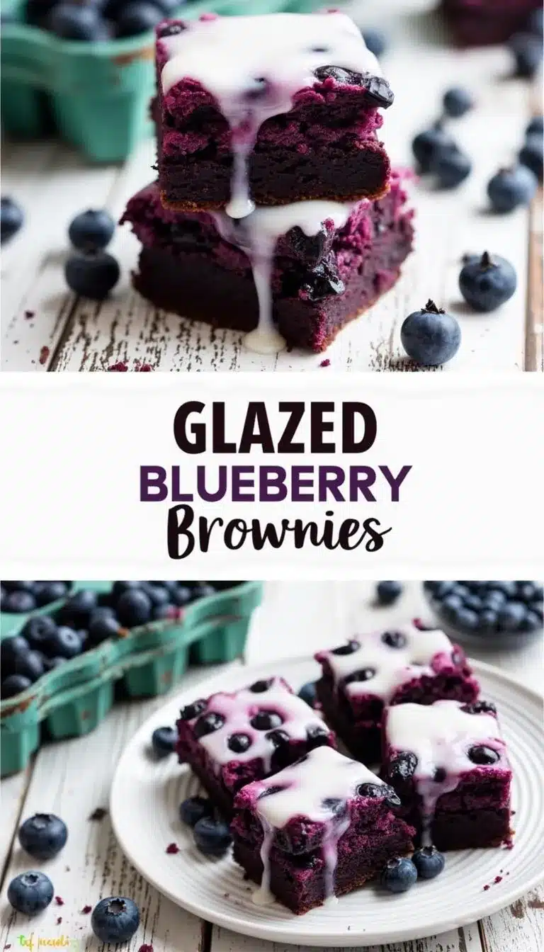 Pinterest pin for Glazed Blueberry Brownies