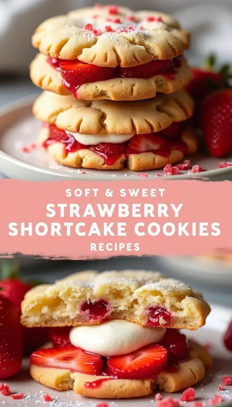 Pinterest pin for Strawberry Shortcake Cookies