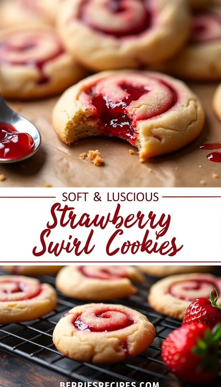 Pinterest pin for Strawberry Swirl Cookies