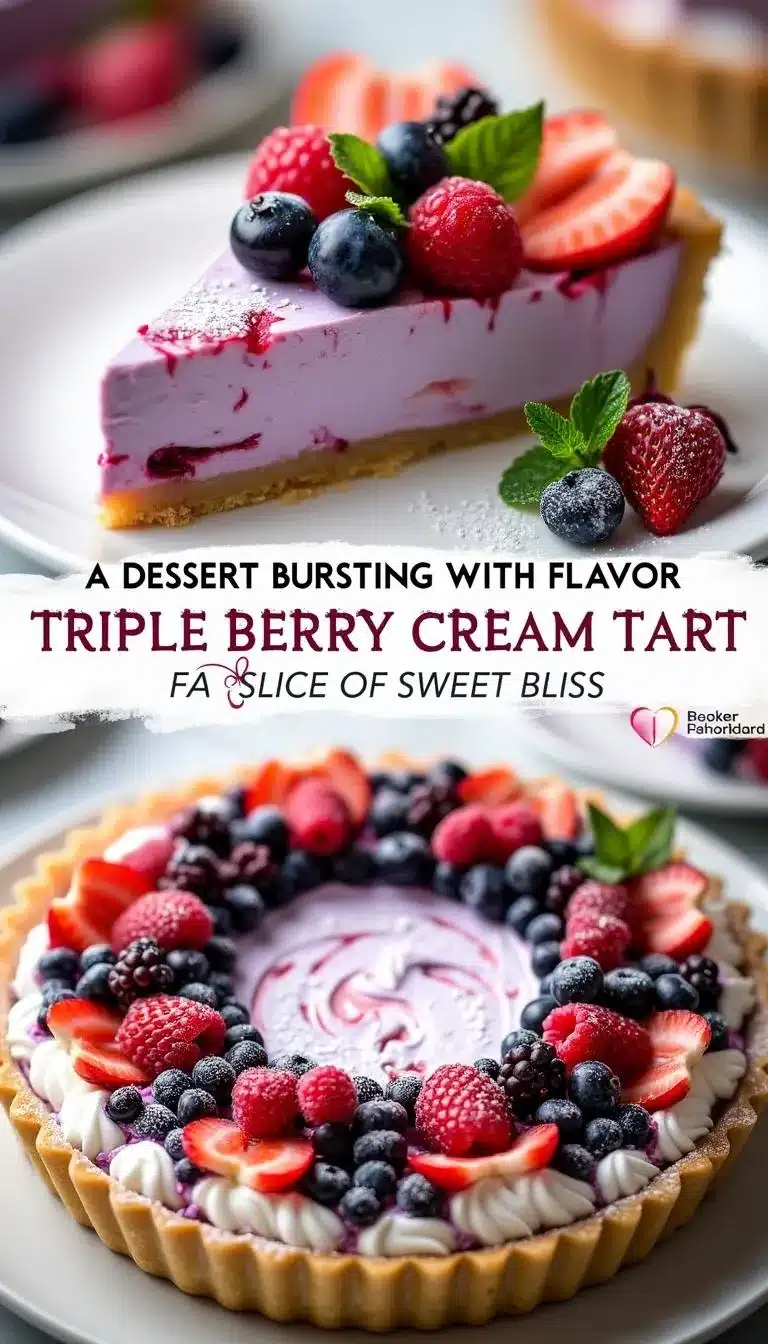 Pinterest pin for Triple Berry Cream Tart