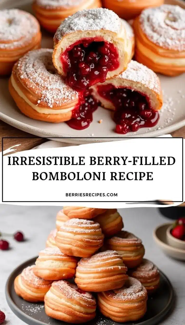 Pinterest pin for berry bomboloni