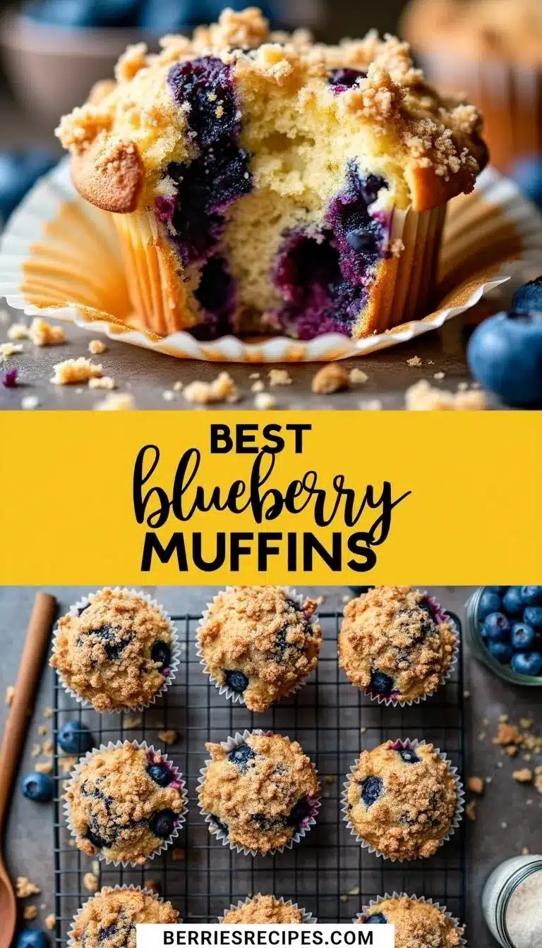 Pinterest pin for best blueberry muffins