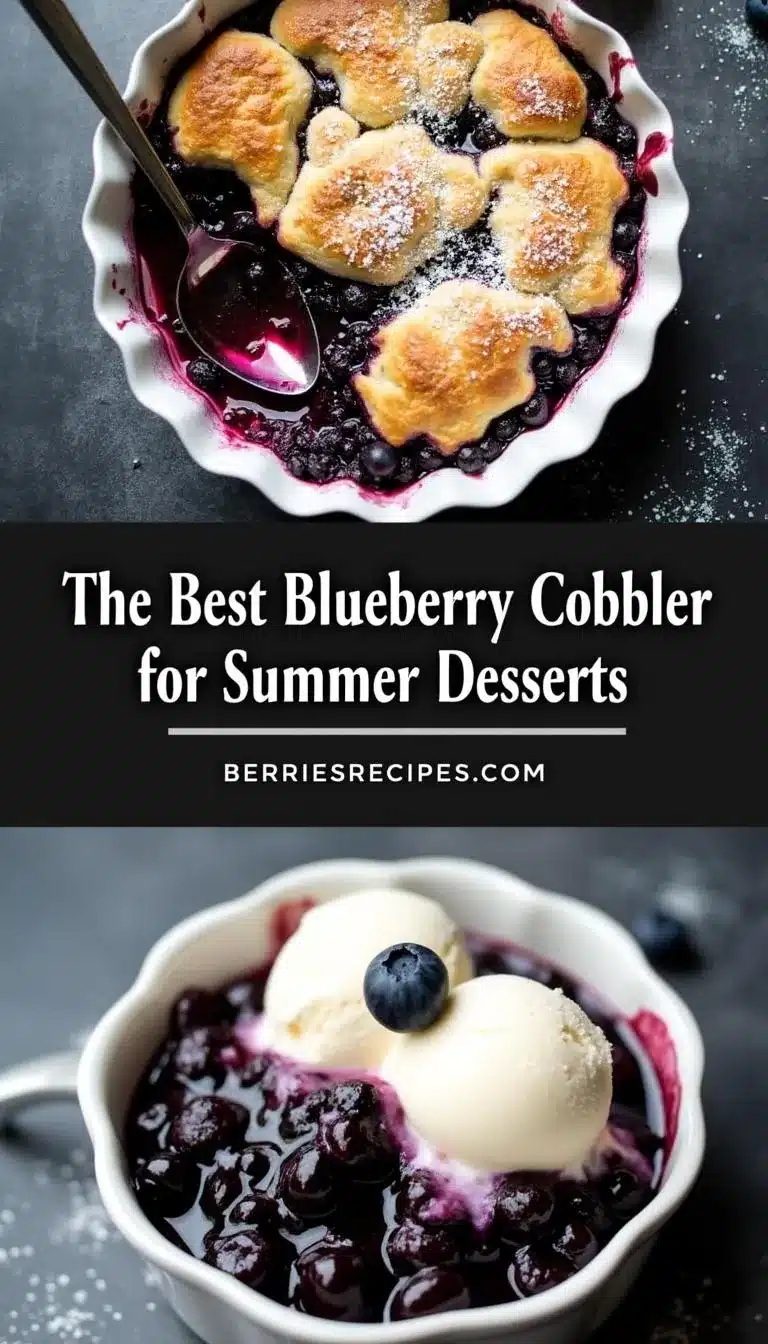 Pinterest pin for blueberry cobbler