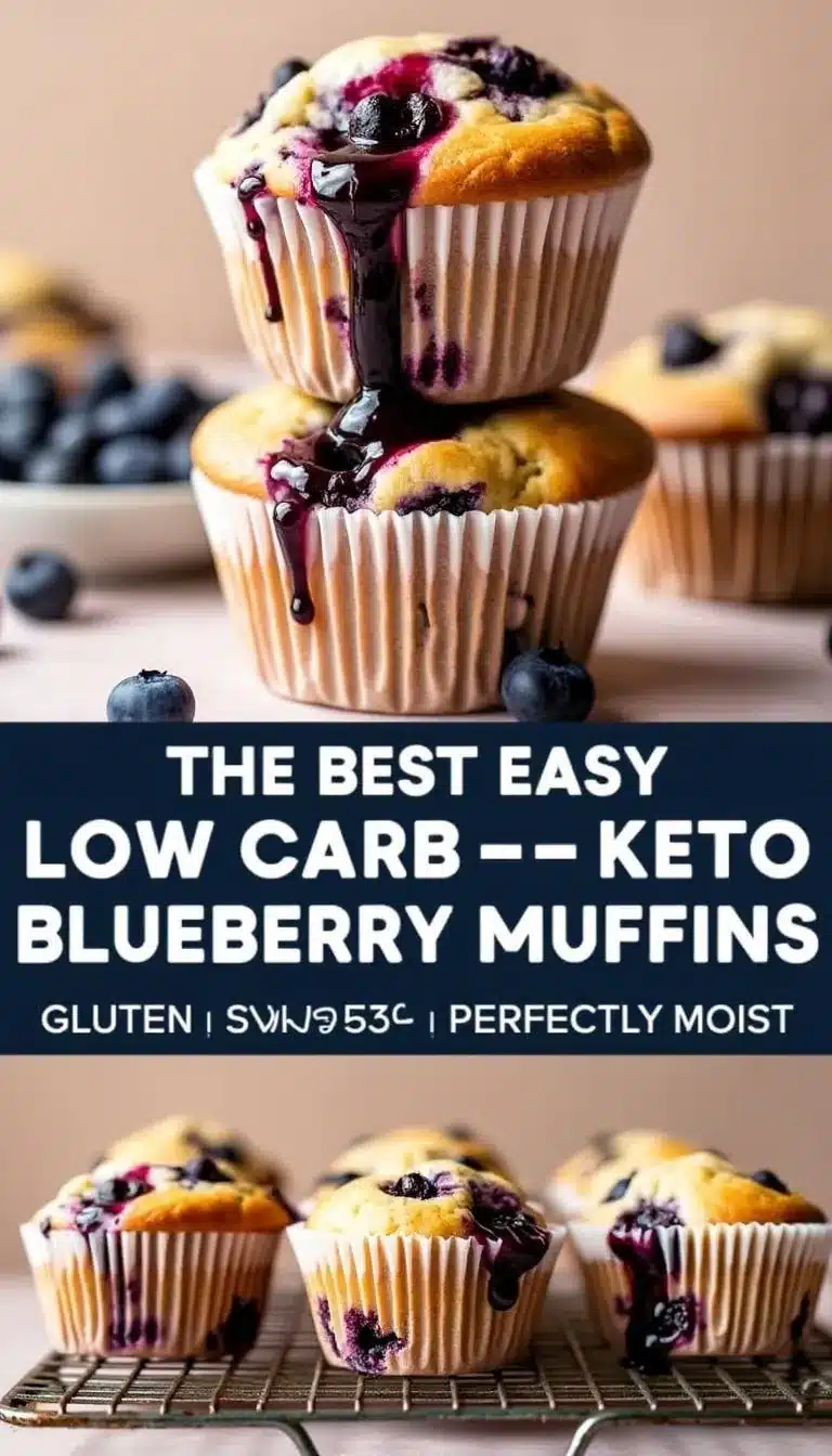 Pinterest pin for keto blueberry muffins