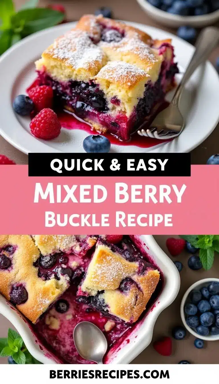 Pinterest pin for mixed berry buckle