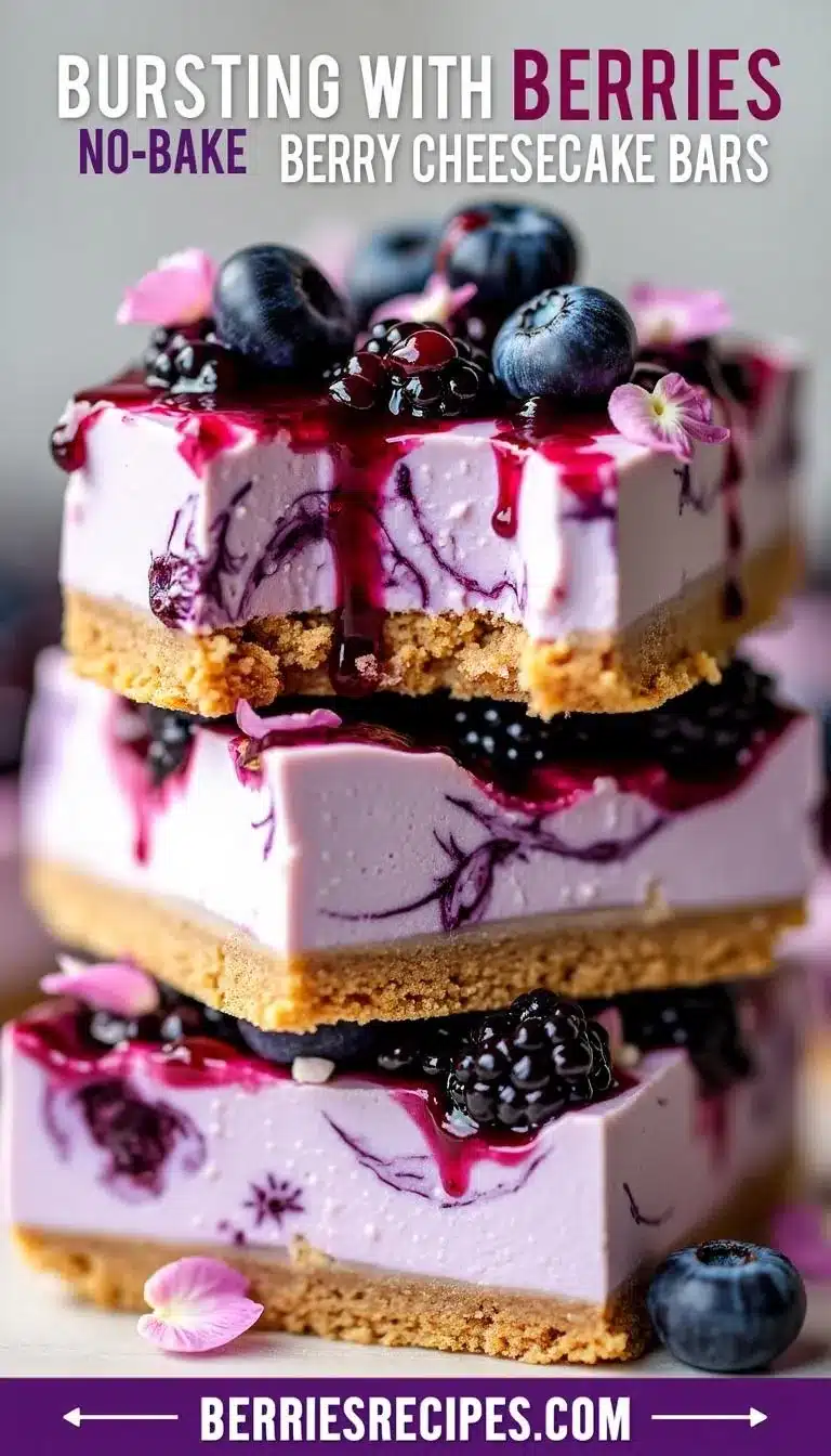 Pinterest pin for no-bake berry cheesecake bars
