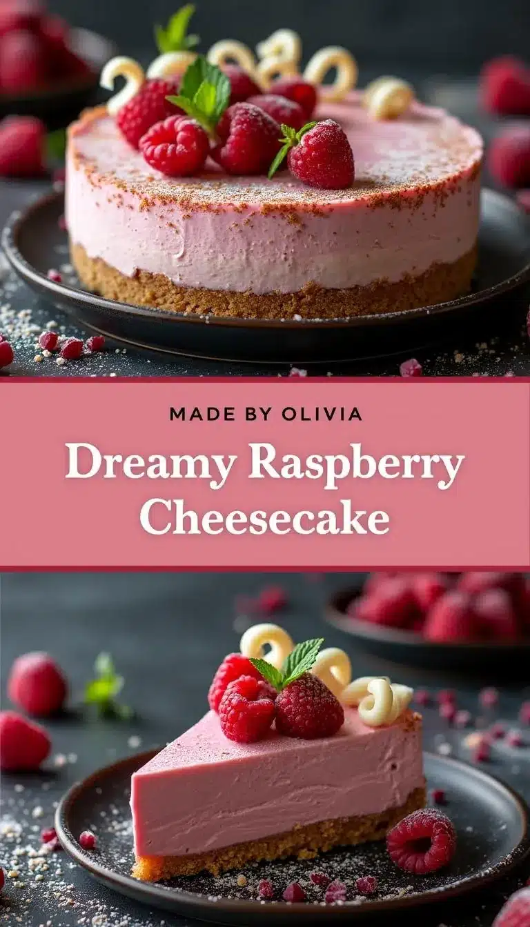 Pinterest pin for raspberry cheesecake