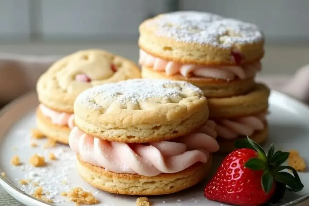 Strawberry Shortcake Sandwich Cookies