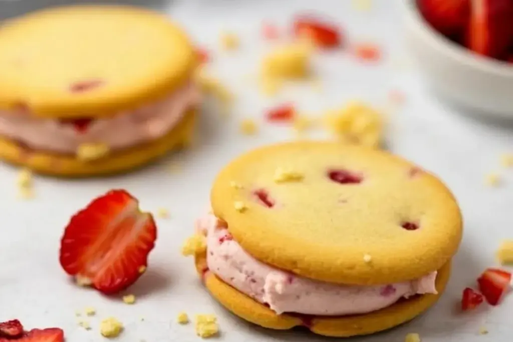 Strawberry Shortcake Sandwich Cookies